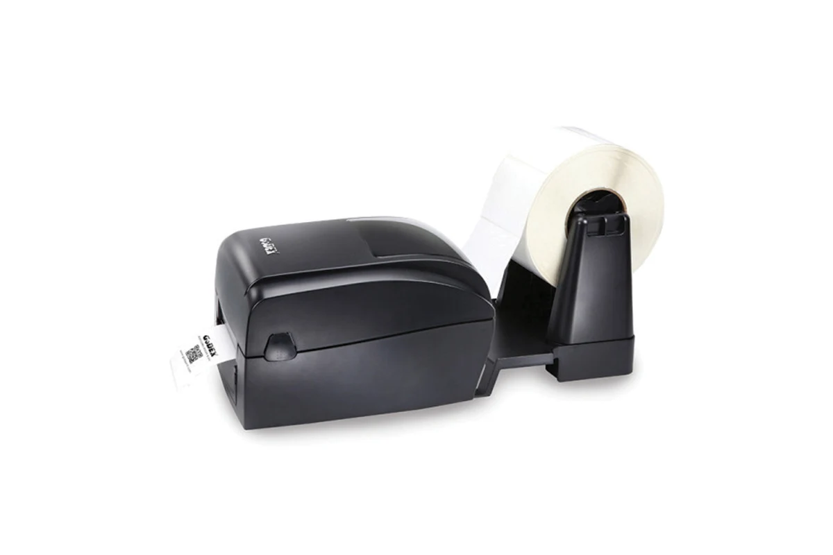 GoDEX EZ120 (4) لیبل پرینتر رومیزی GoDEX EZ120 با rewinder - نمای پهلو