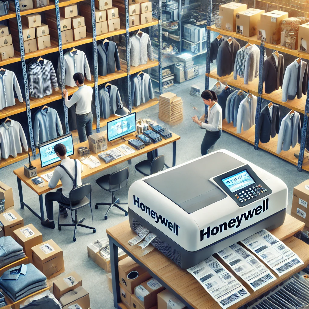 لیبل پرینتر هانیول مدیریت موجودی و ردیابی محصولات در صنعت پوشاک.
